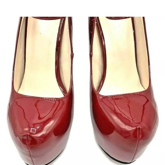 Vivo Rosa by Milano Patent Leather Maroon Platform - Picture 4 of 12